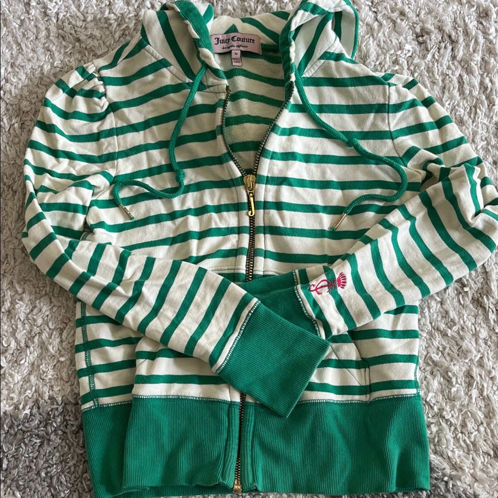 Juicy Couture womens Hoodie in Green and Cream Stripes